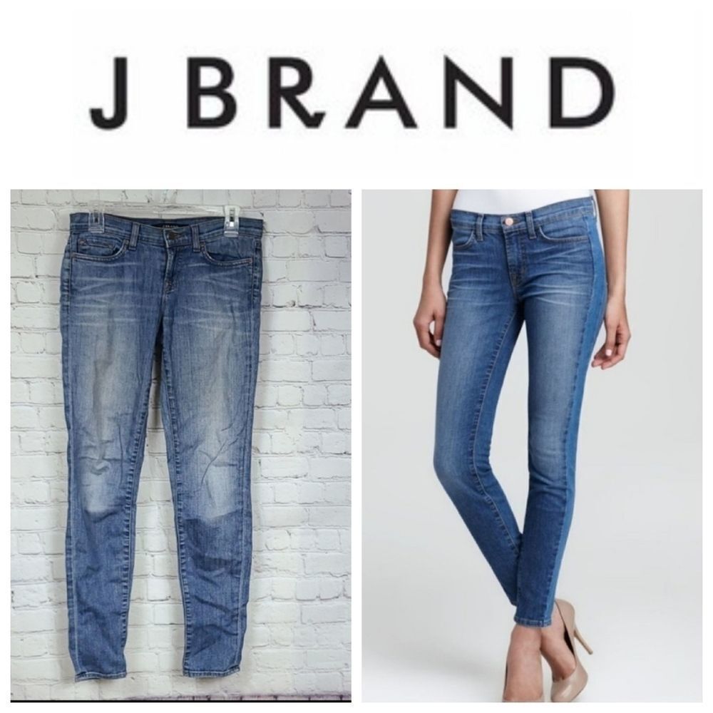 J Brand 910 Skinny Leg Bliss MidRise Womens Blue Jeans Distressed Denim 26